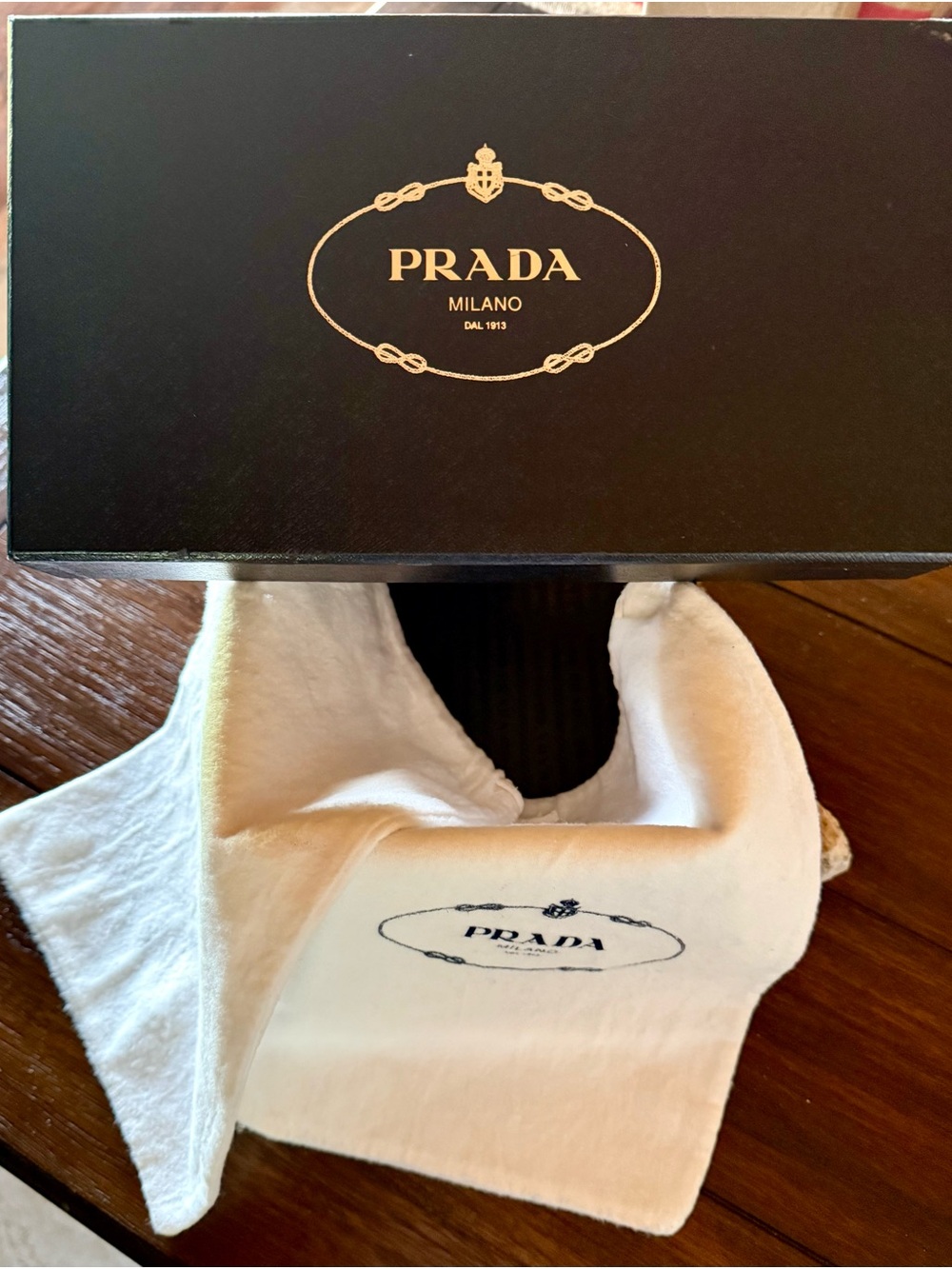 Vintage Prada Shoebox and White Felt Bags